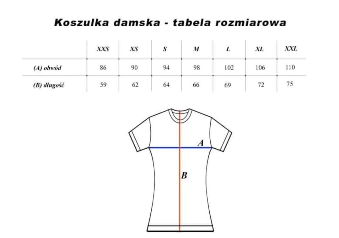 Rozmiarówka - koszulka damska